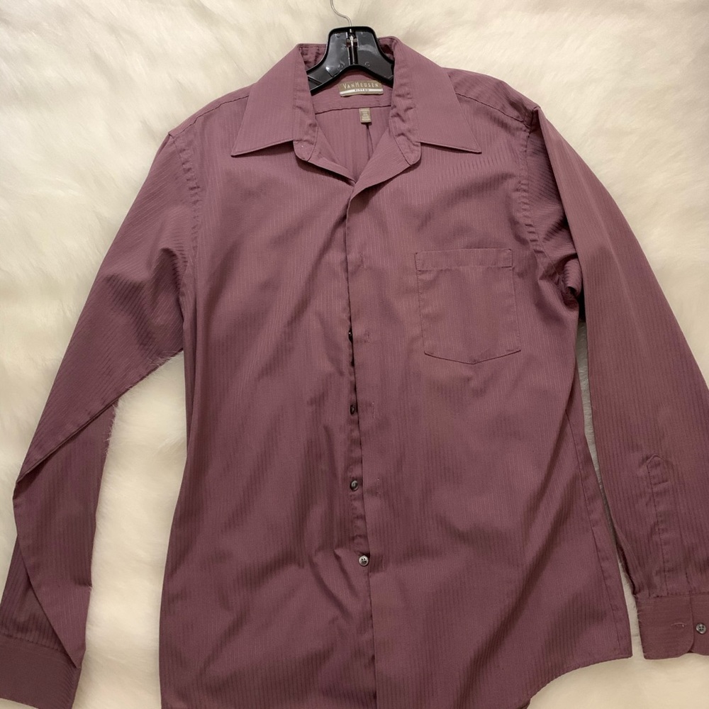 Van Heusen Fitted Purple Dress Shirt